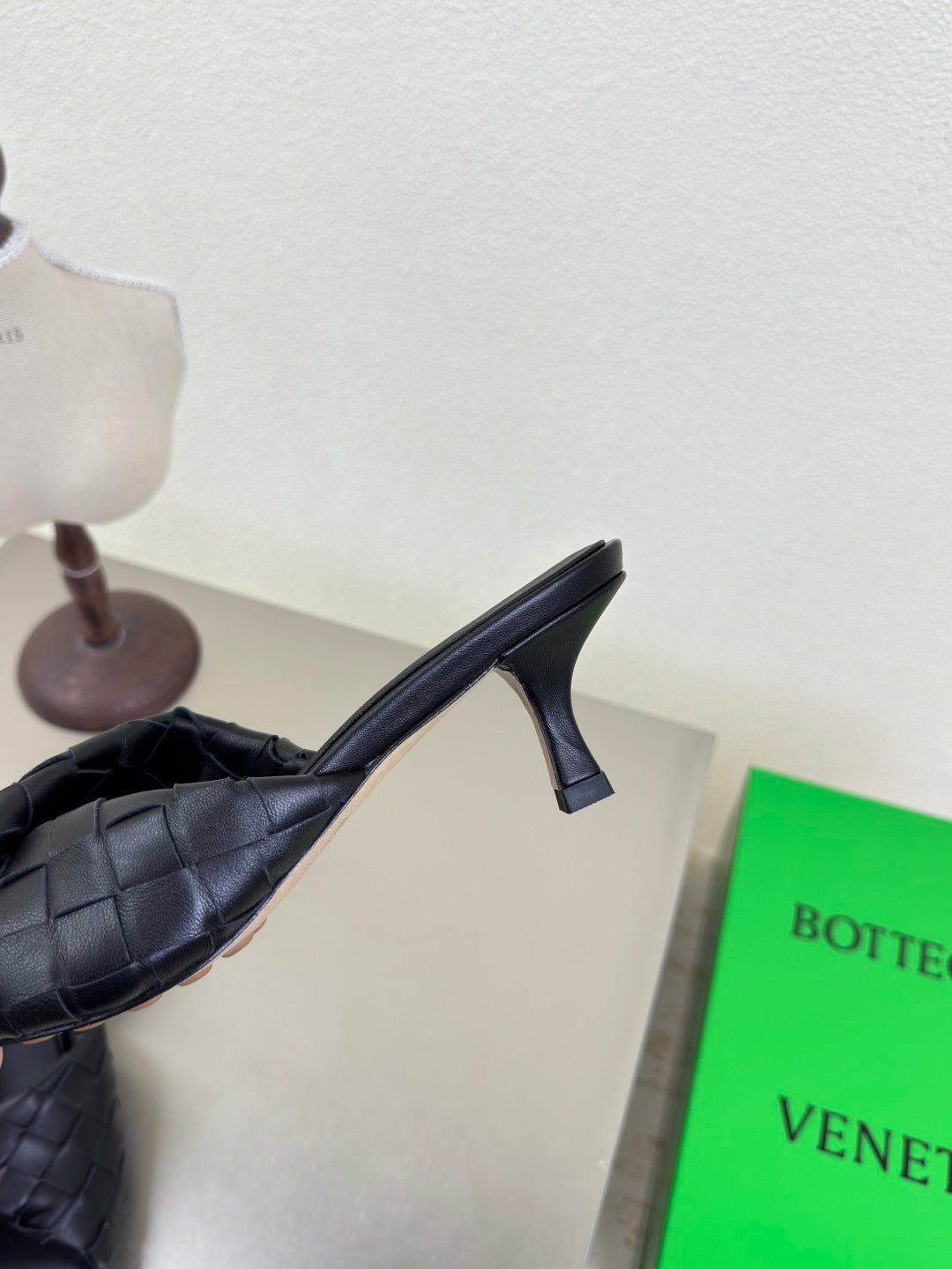 BLINK HIGH 5 CM MULE IN BLACK INTRECCIATO LEATHER