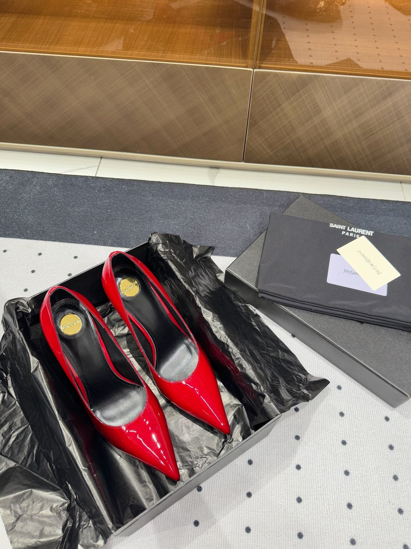 NORMA PUMPS IN RED GLOSSY SHEEPSKIN