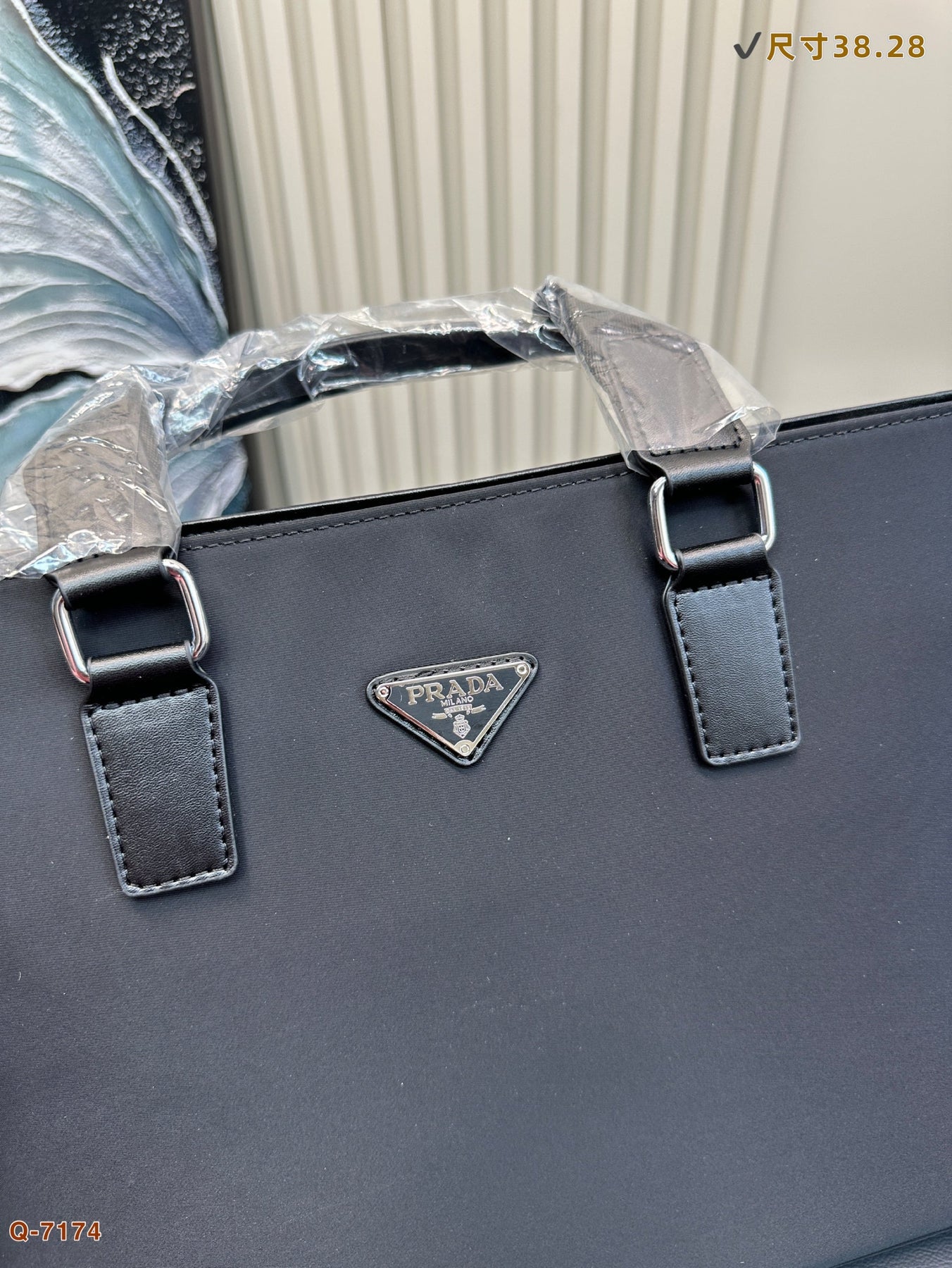 EMBOSSED LOGO BRIEFCASE 38 IN BLACK FABRIC