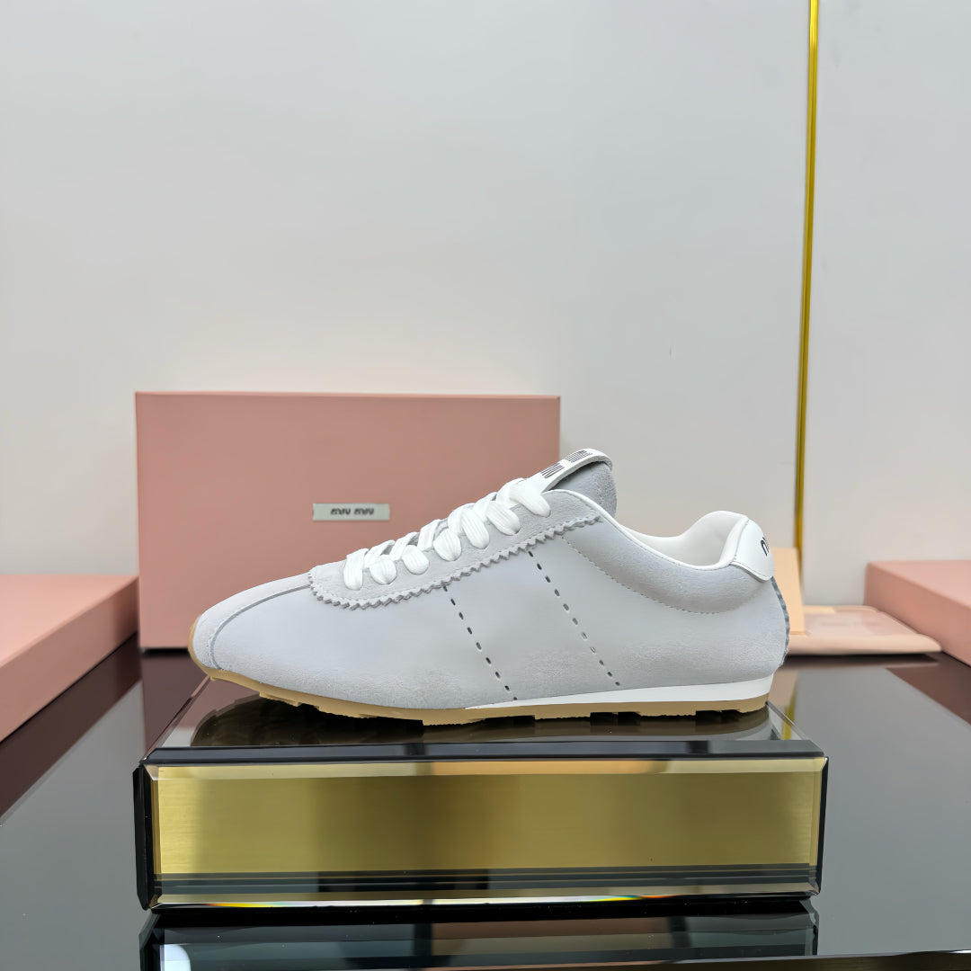 PLUME NAPPA SNEAKERS IN LIGHT GREY CALFSKIN