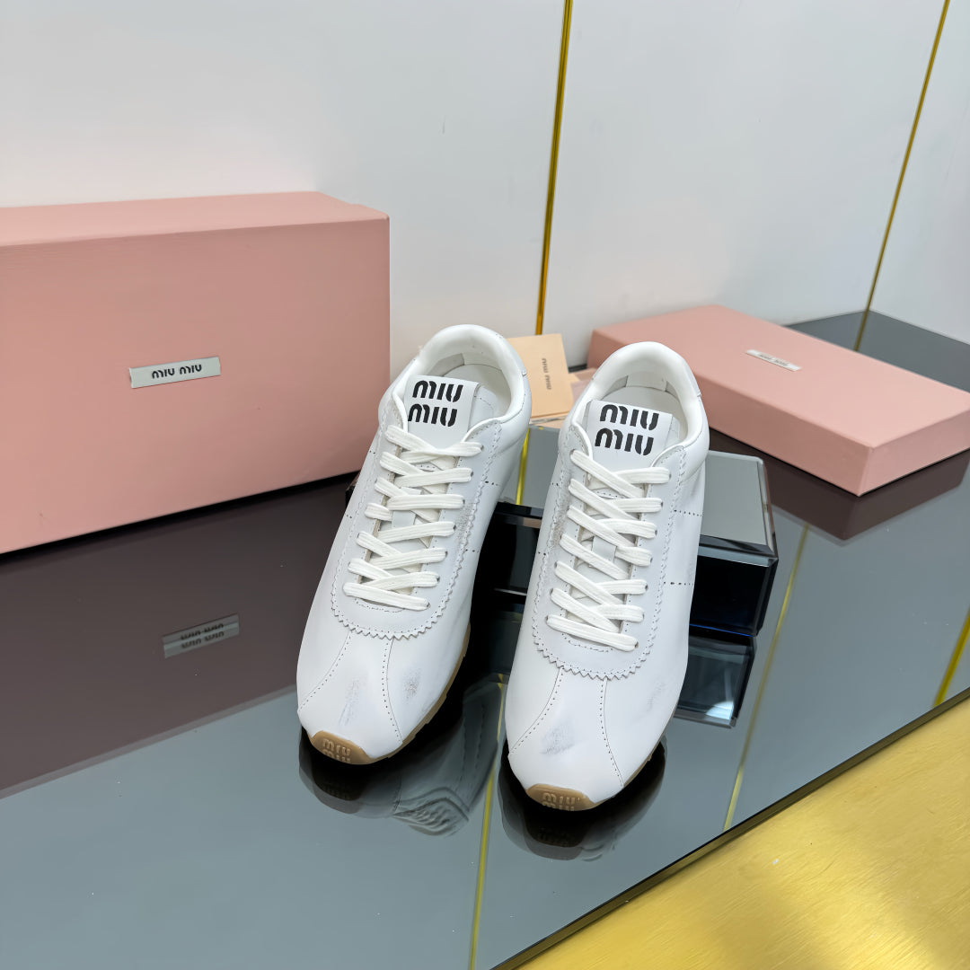 PLUME NAPPA SNEAKERS IN WHITE CALFSKIN