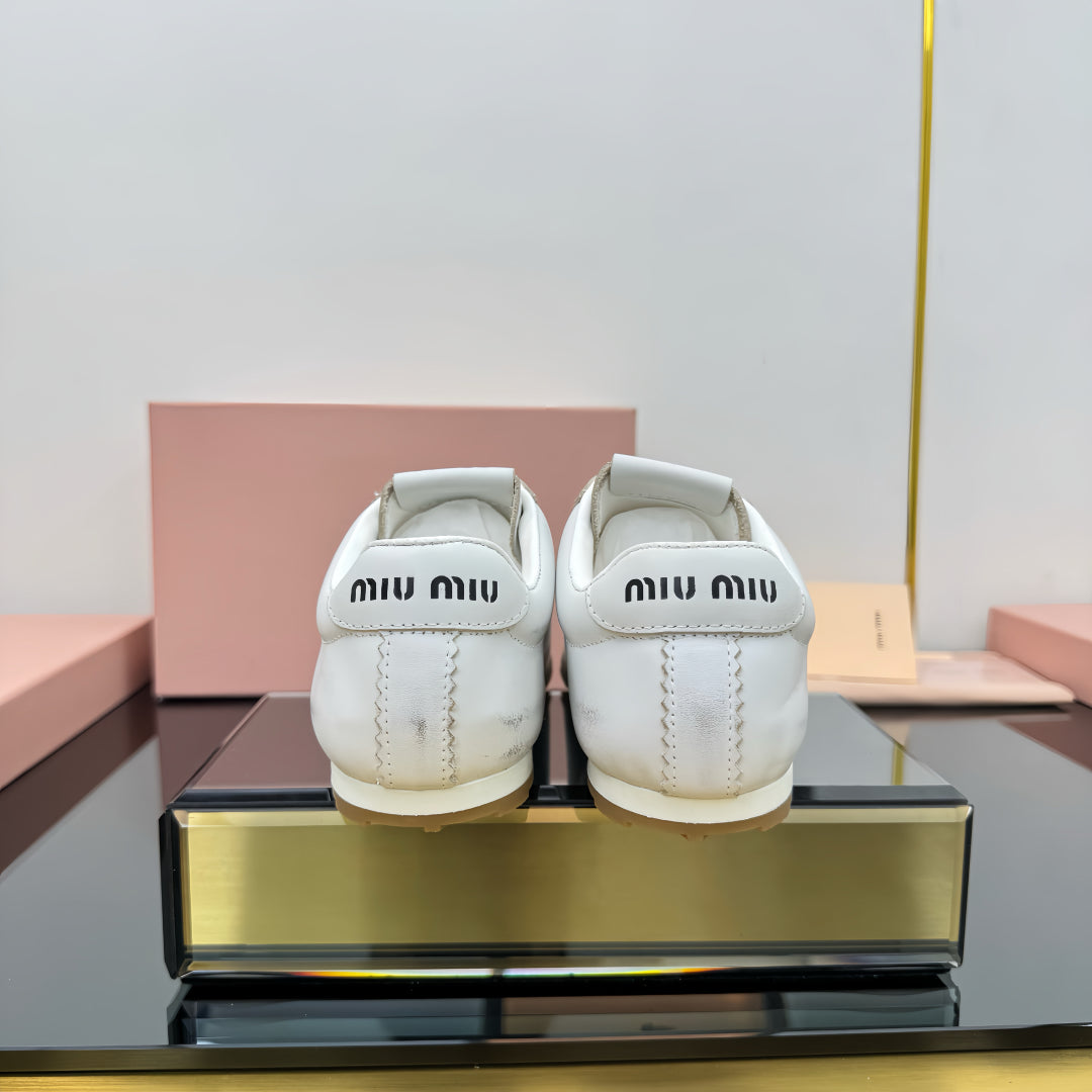 PLUME NAPPA SNEAKERS IN WHITE CALFSKIN