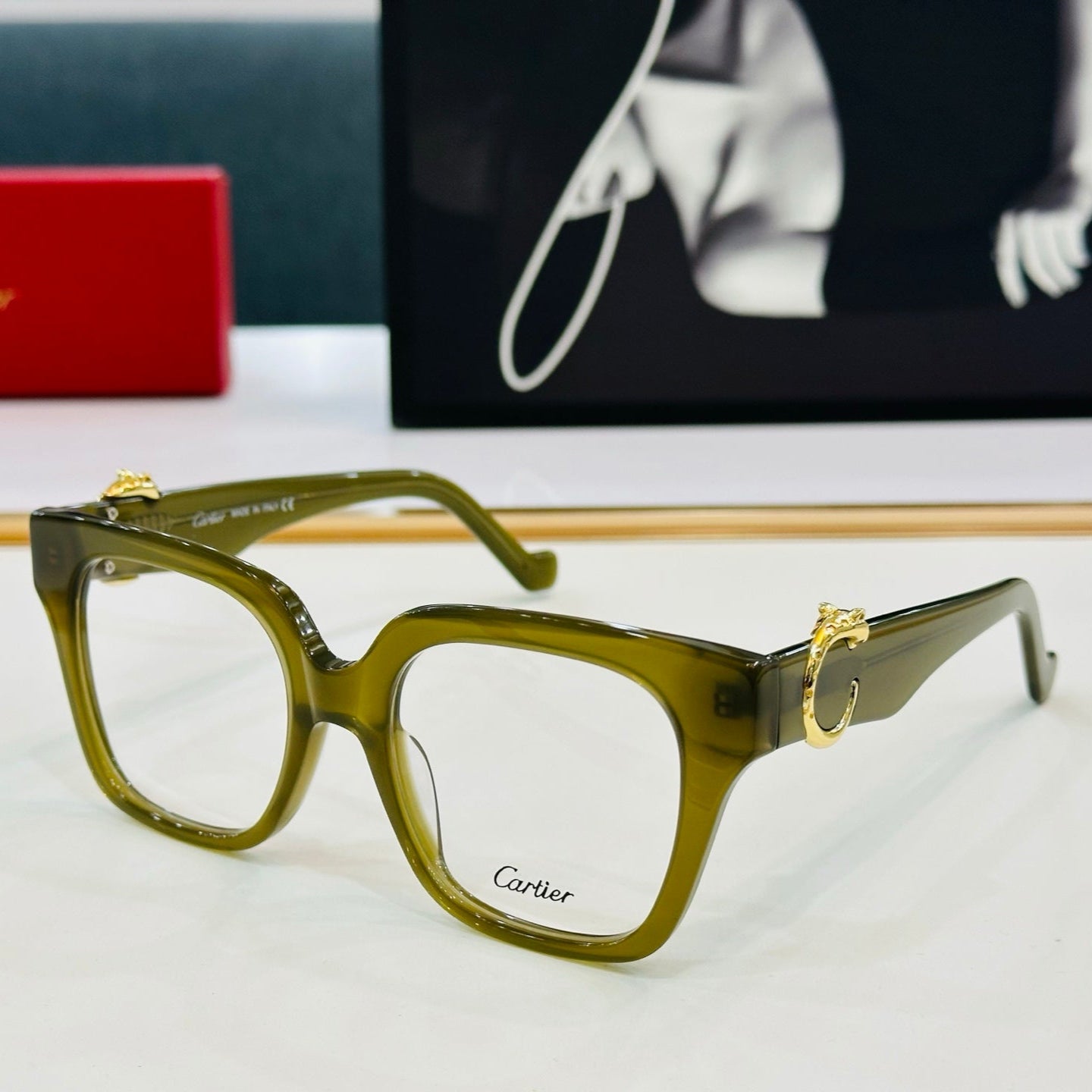 PANTHÈRE SQUARE FRAME SUNGLASSES 575855 IN ACETATE