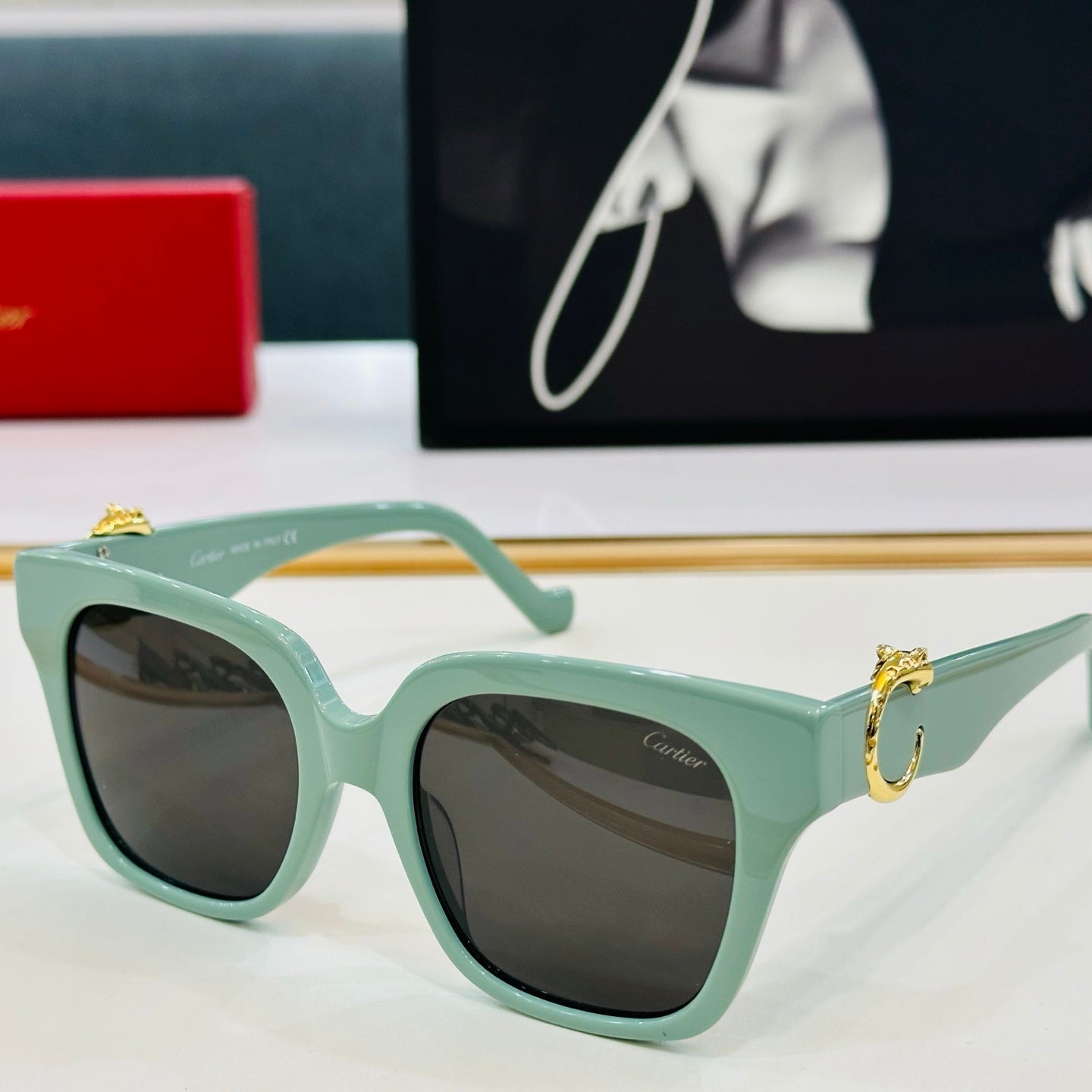 PANTHÈRE SQUARE FRAME SUNGLASSES 575857 IN ACETATE