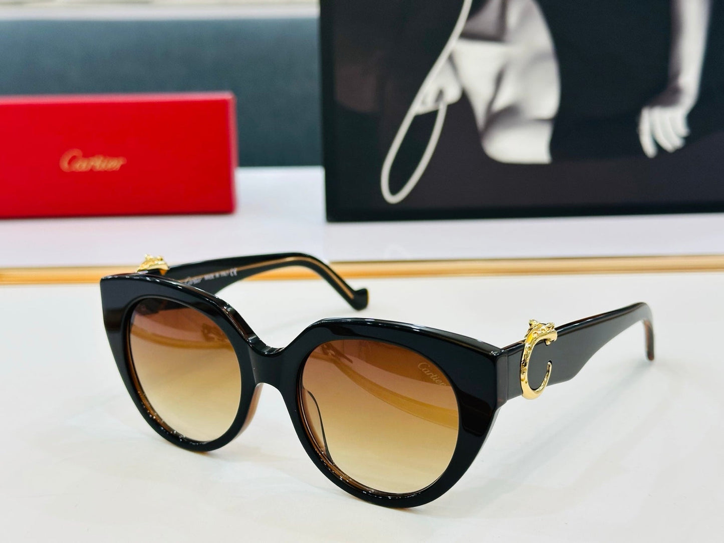 PANTHÈRE ROUND FRAME SUNGLASSES 578201 IN ACETATE