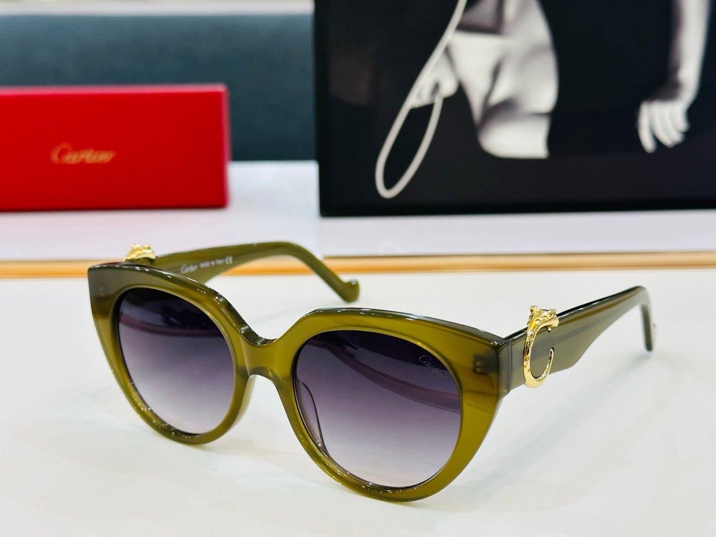 PANTHÈRE ROUND FRAME SUNGLASSES 578201 IN ACETATE