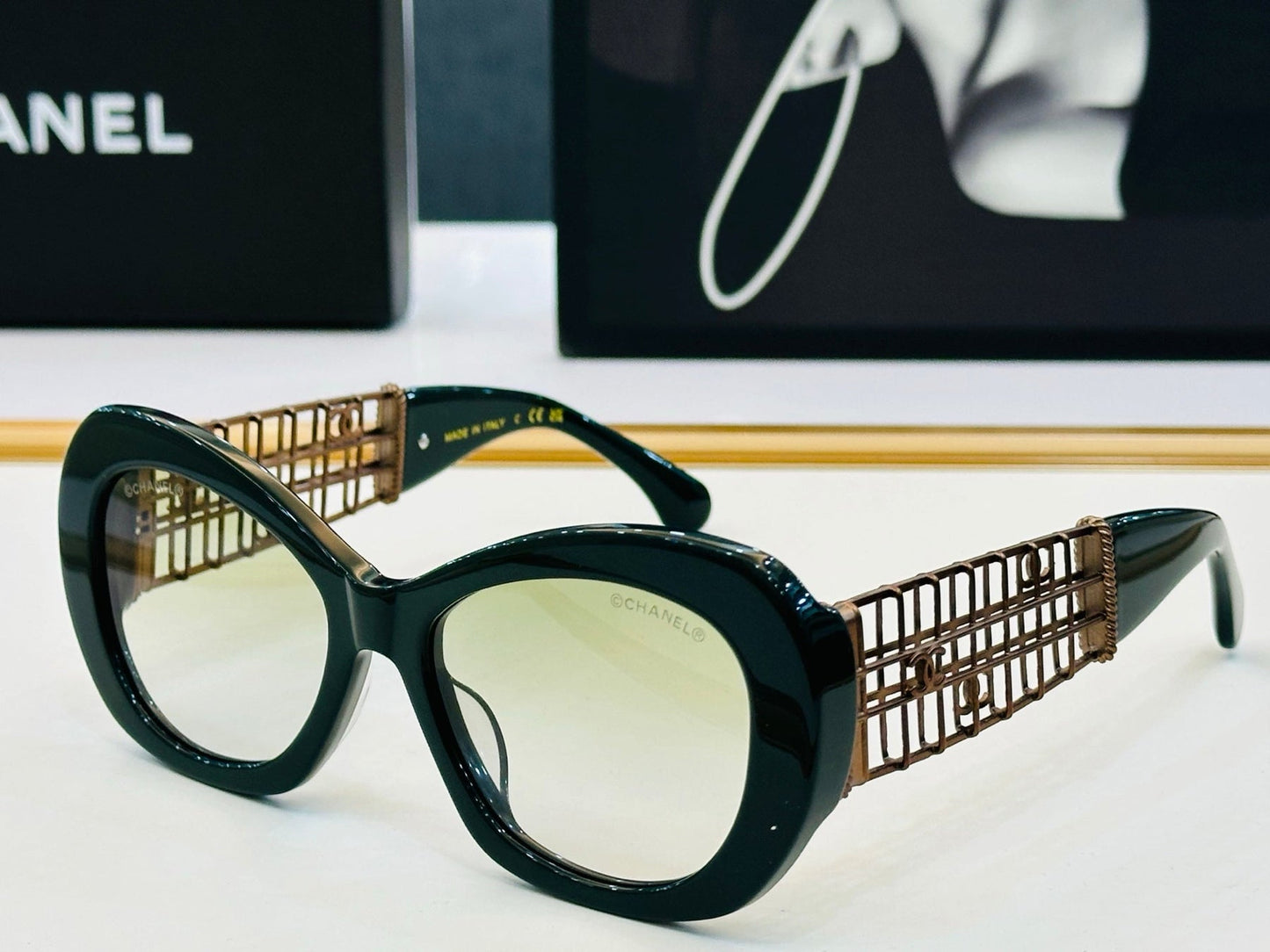 CAT EYE SUNGLASSES CH9170 IN ACETATE GOLD METAL