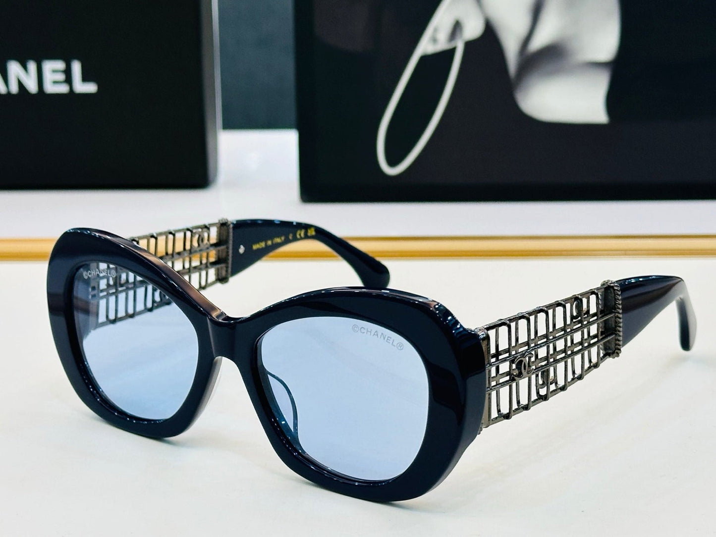 CAT EYE SUNGLASSES CH9170 IN ACETATE GOLD METAL