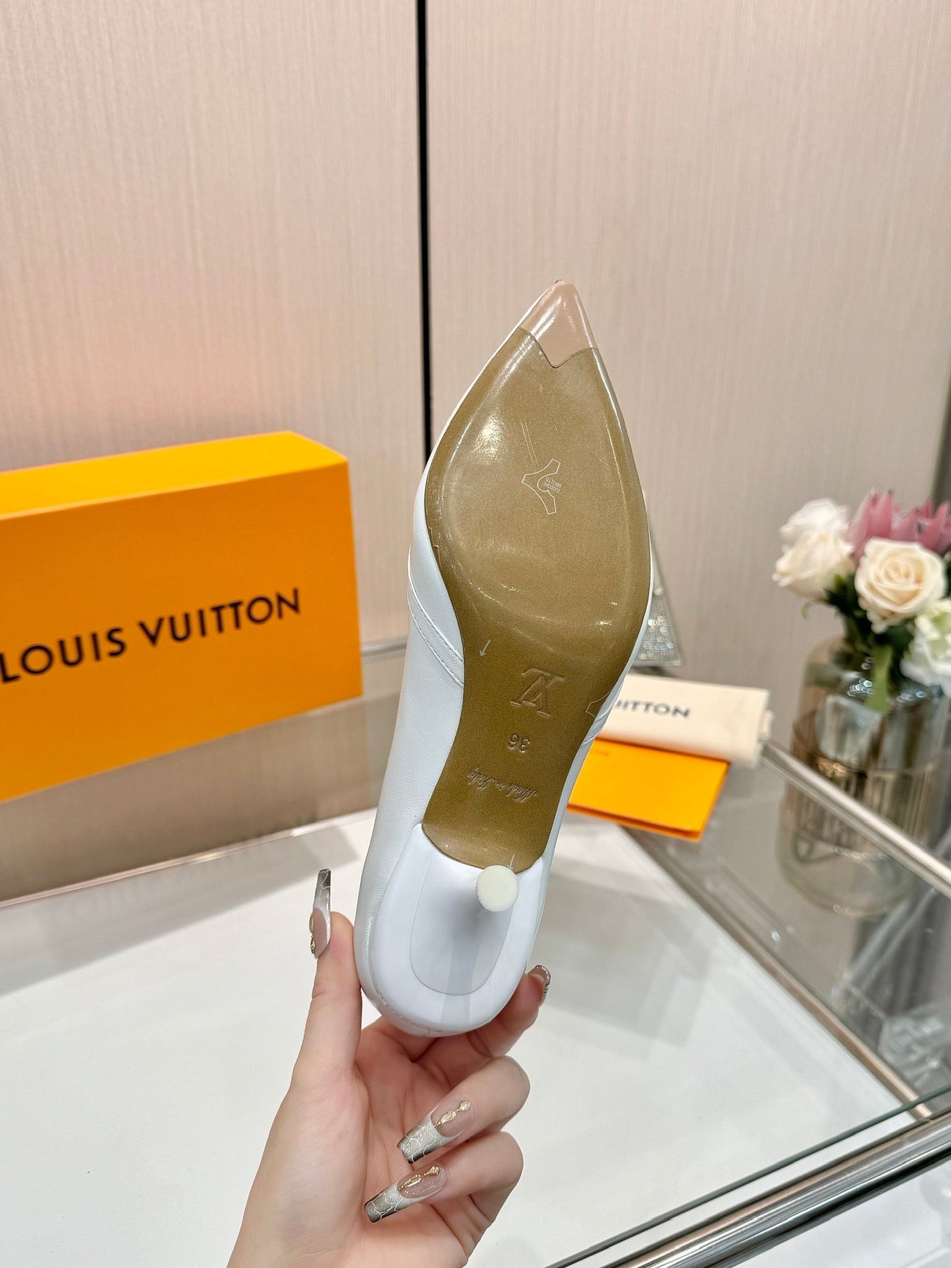 6AM HIGH HEELS 55 MM IN WHITE LAMBSKIN
