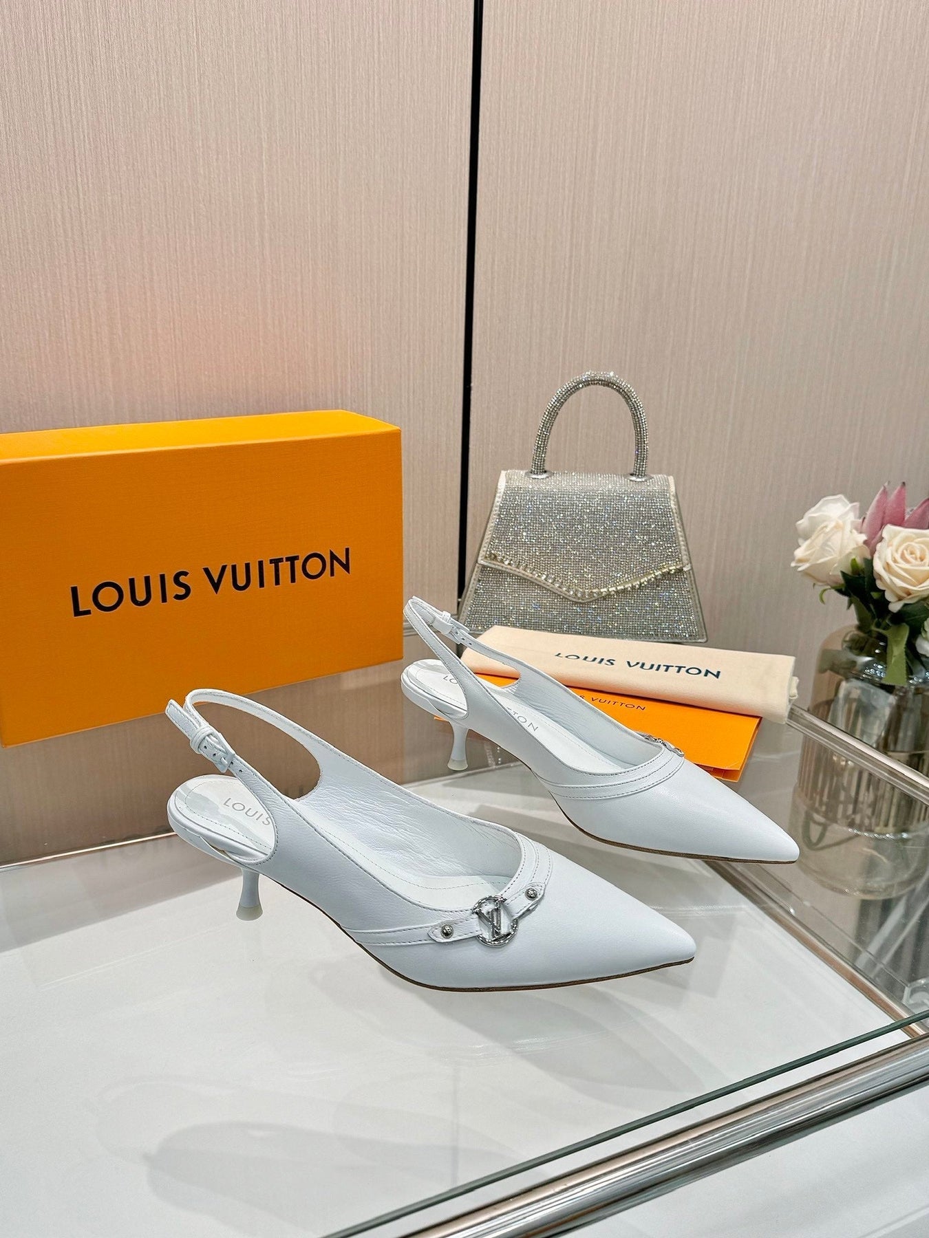 6AM SLINGBACK HIGH HEELS 55 MM IN WHITE LAMBSKIN