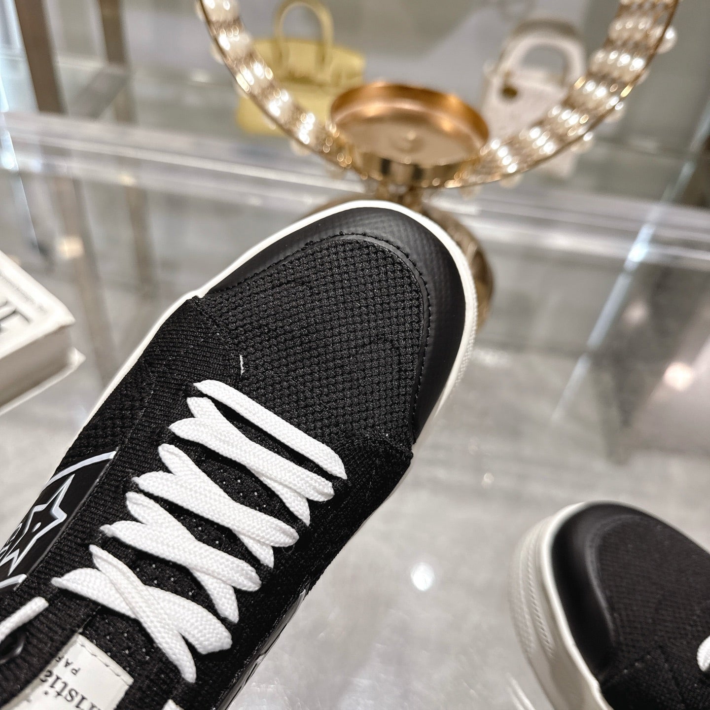 CD STAR SNEAKER 4CM IN BLACK AND WHITE MESH FABRIC