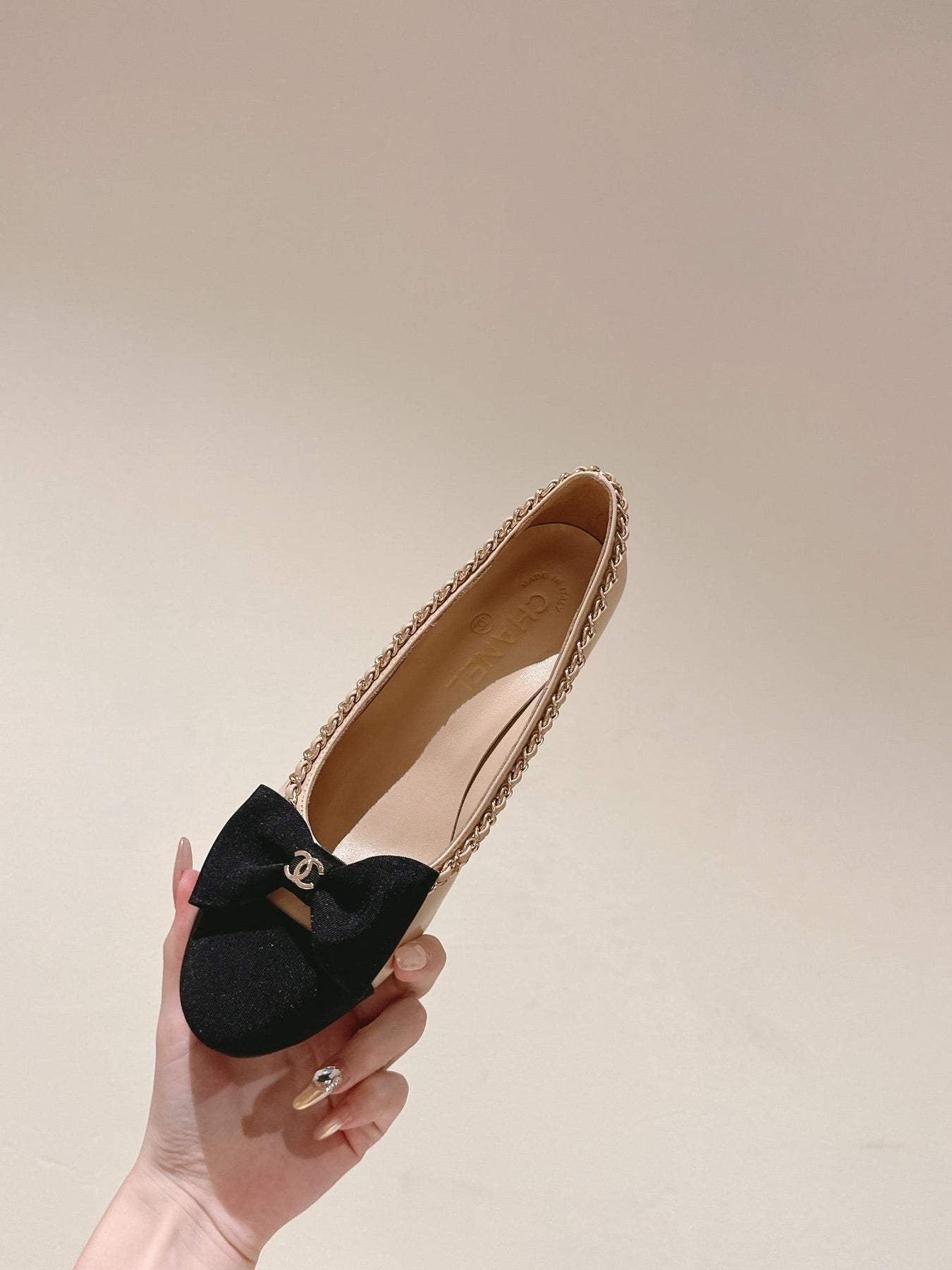 CC HIGH HEELS BEIGE CREAM CALFSKIN AND FABRIC