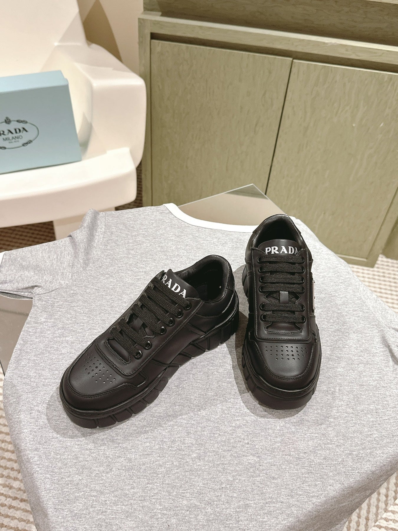 PRA FLATFORM SNEAKERS BLACK CALFSKIN