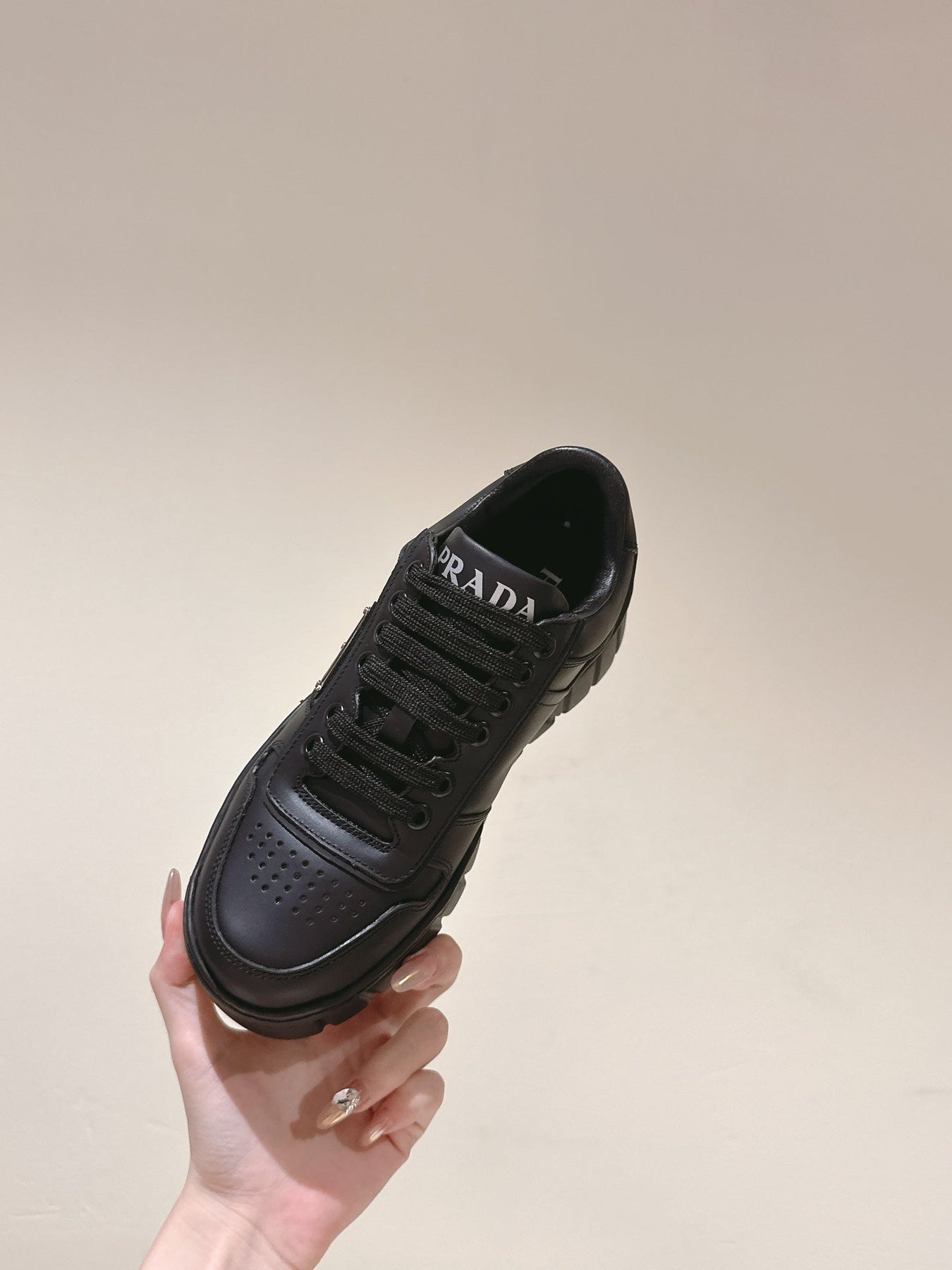 PRA FLATFORM SNEAKERS BLACK CALFSKIN