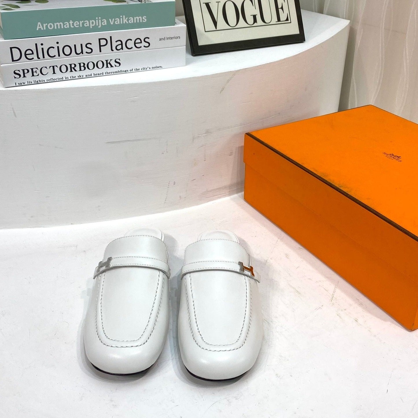 IENA MULE WHITE CALFSKIN