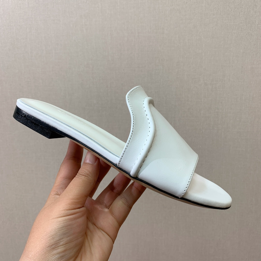 LP HIGHT TOP FLAT SLIPPERS WHITE CALFSKIN