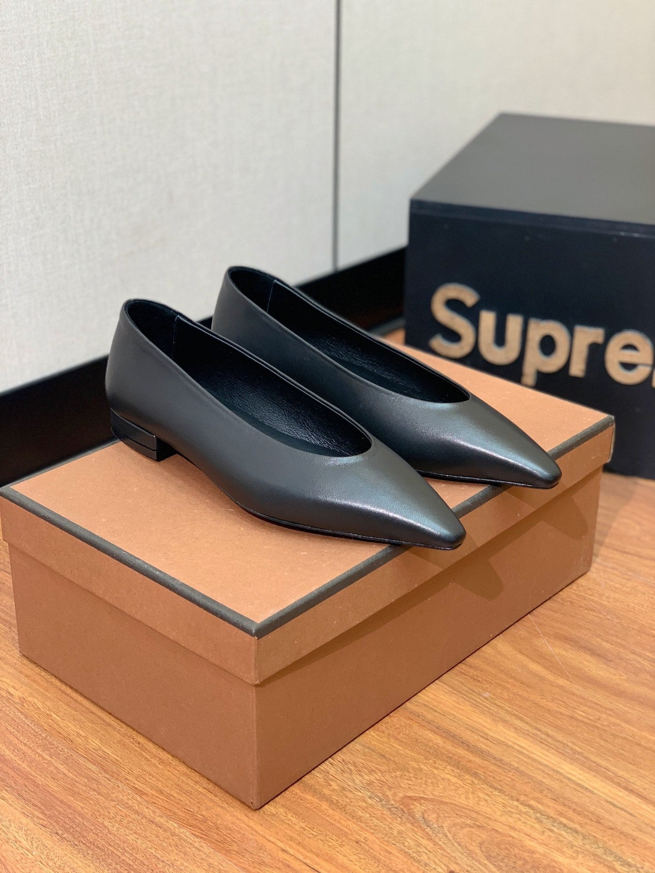 LP REBECCA BALLERINAS BLACK CALFSKIN