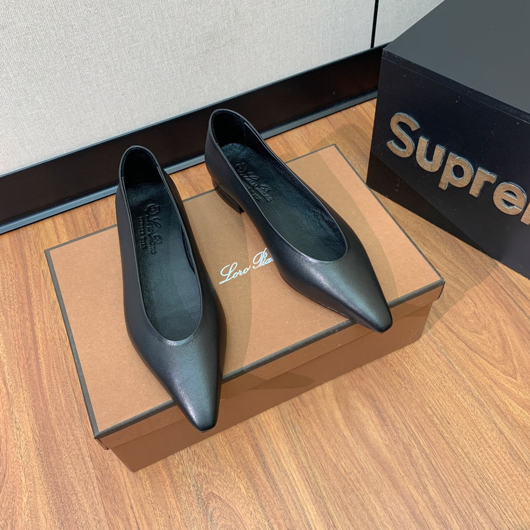 LP REBECCA BALLERINAS BLACK CALFSKIN