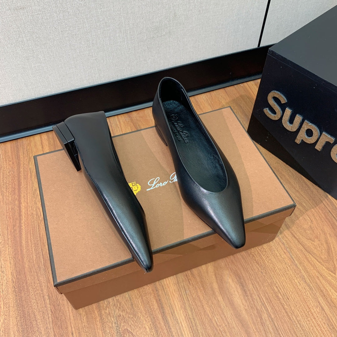 LP REBECCA BALLERINAS BLACK CALFSKIN