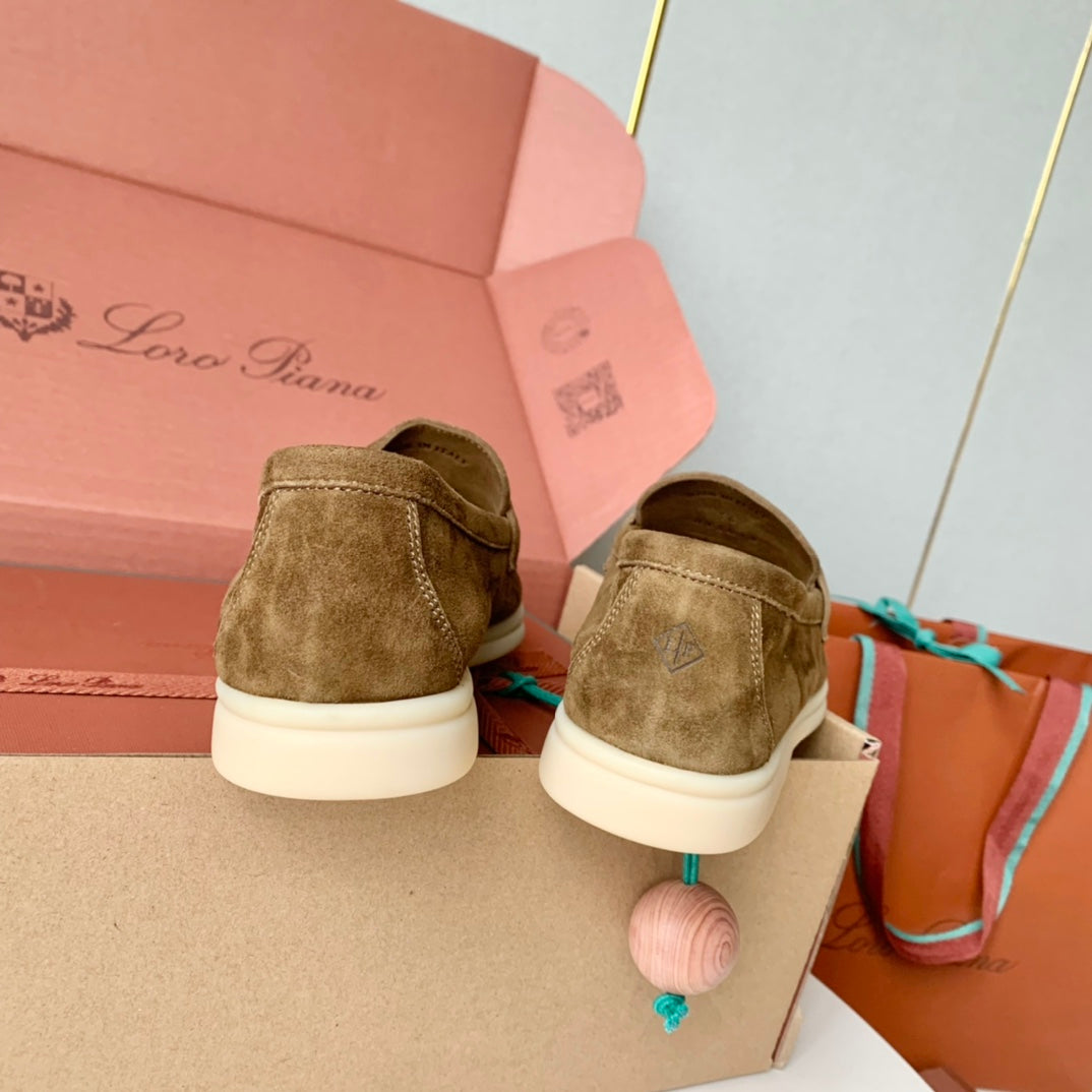 Loro Piana Dark Brown Suede Summer Charms Walk Loafers