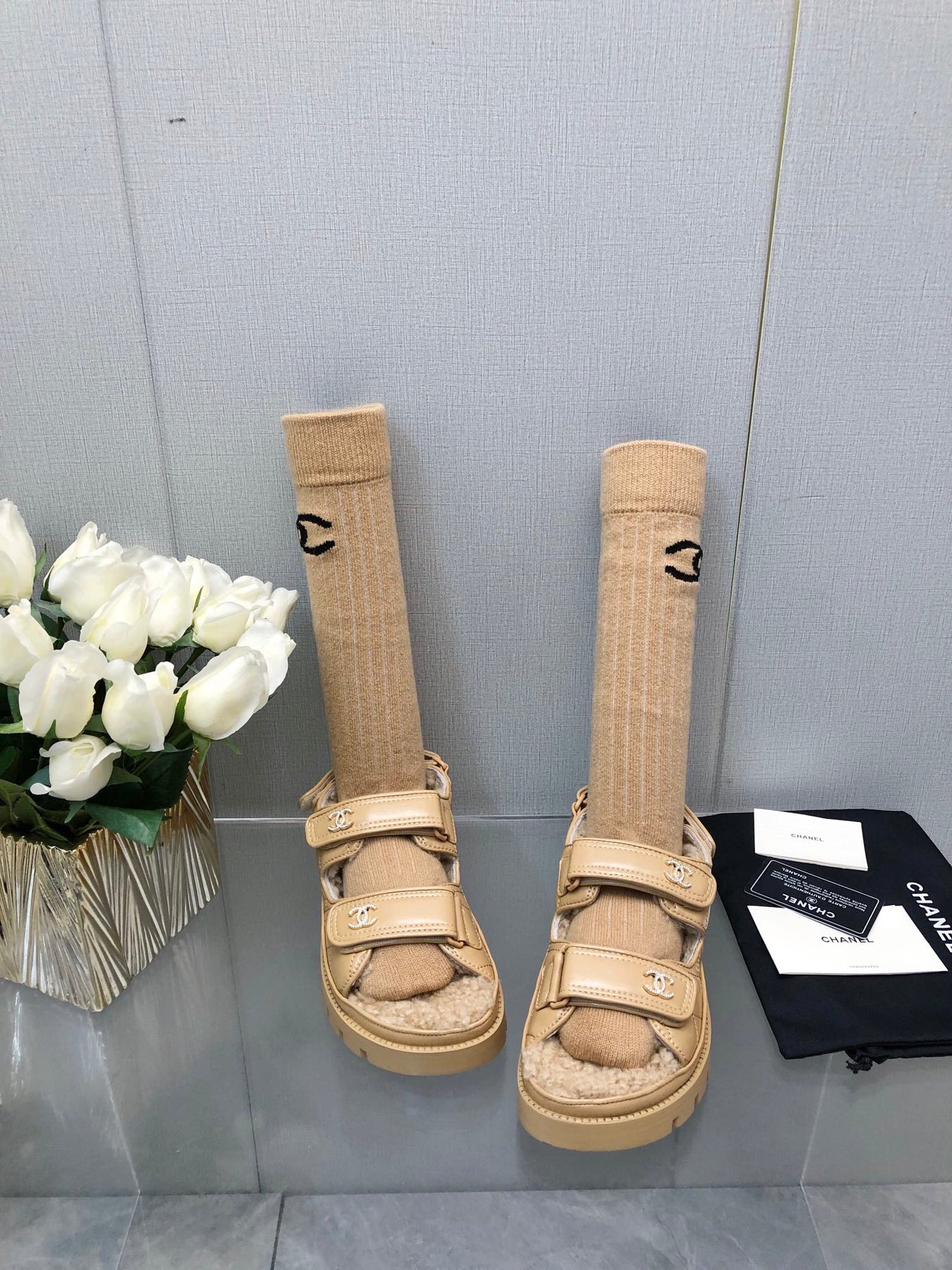 DAD SANDAL YELLOW CREAM LAMBSKIN