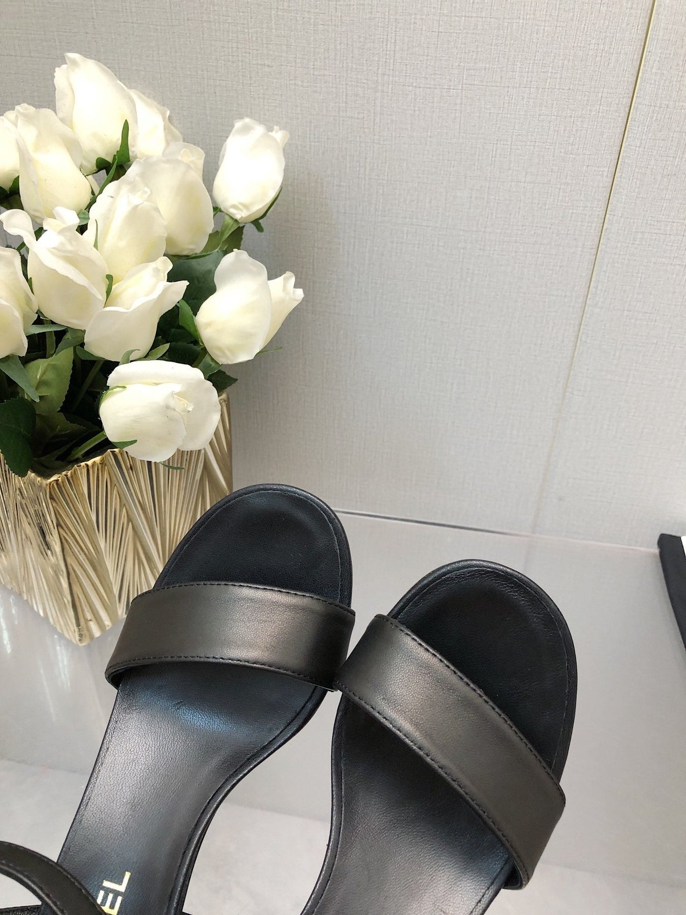 BLOCK HEEL 5 CM SANDAL IN BLACK LAMBSKIN