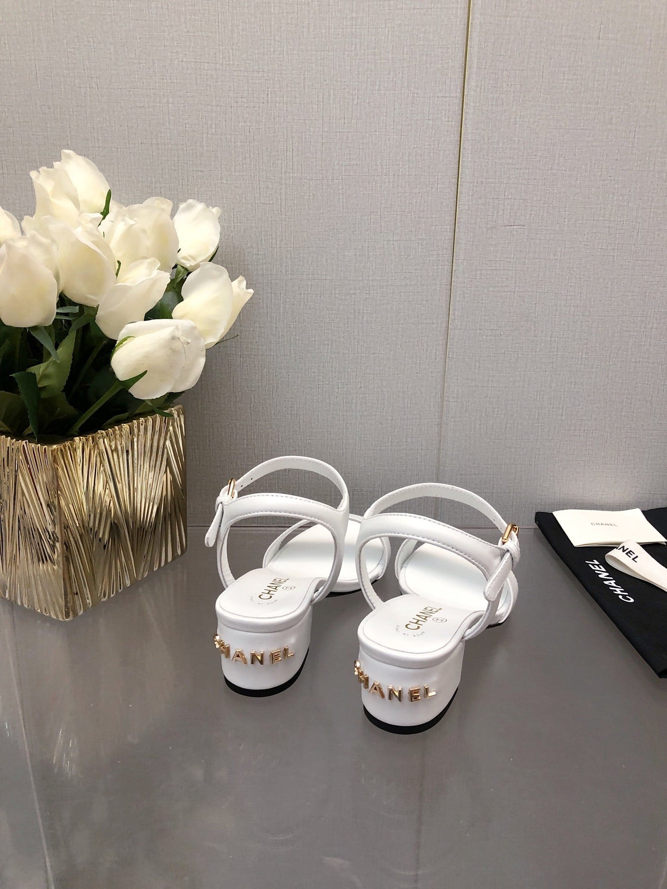 BLOCK HEEL 5 CM SANDAL IN WHITE LAMBSKIN