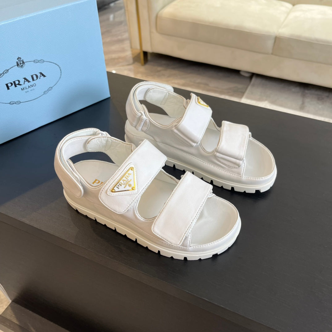 PRA FLAT NAPPA SANDALS WHITE LAMBSKIN