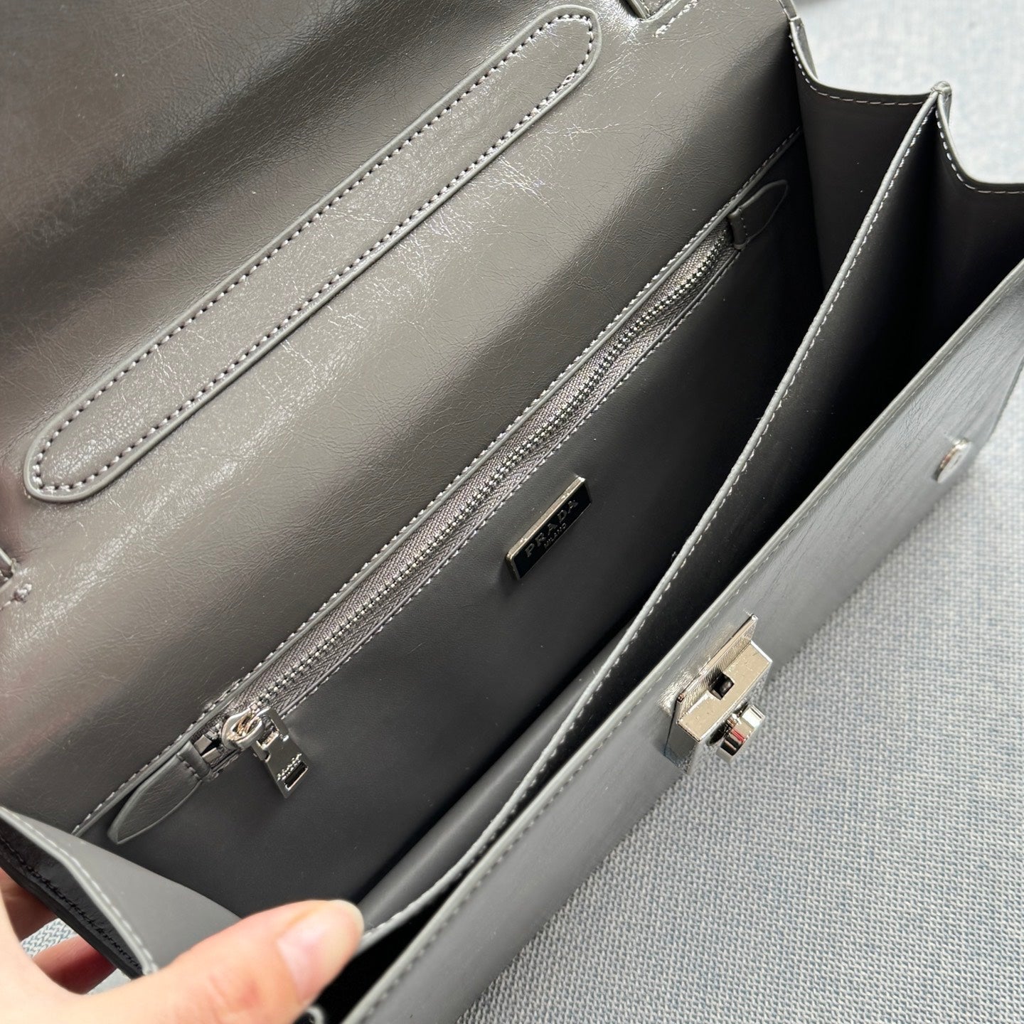 GALLERIA SHOULDER BAG 27 IN CHARCOAL GREY CALFSKIN