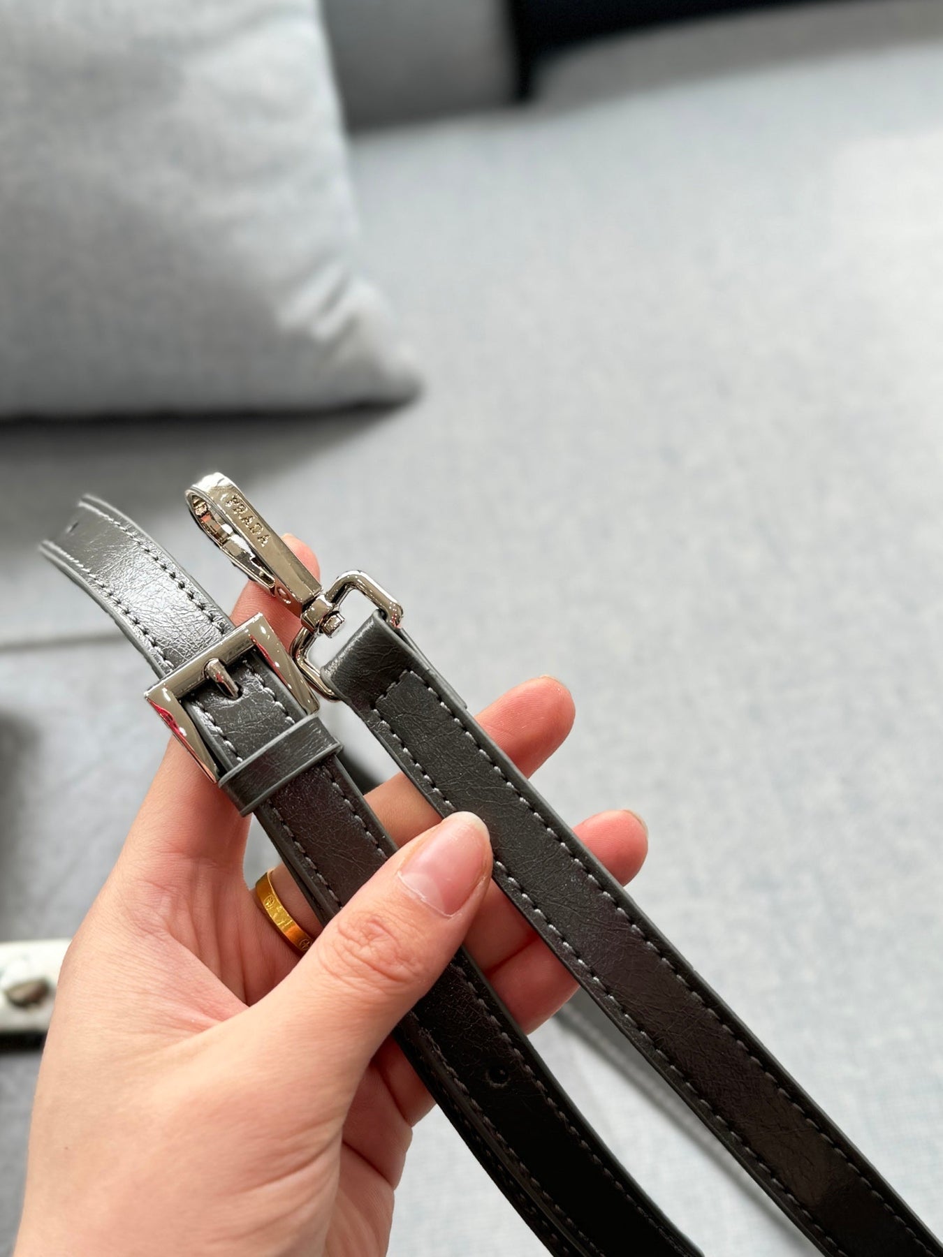 GALLERIA SHOULDER BAG 27 IN CHARCOAL GREY CALFSKIN