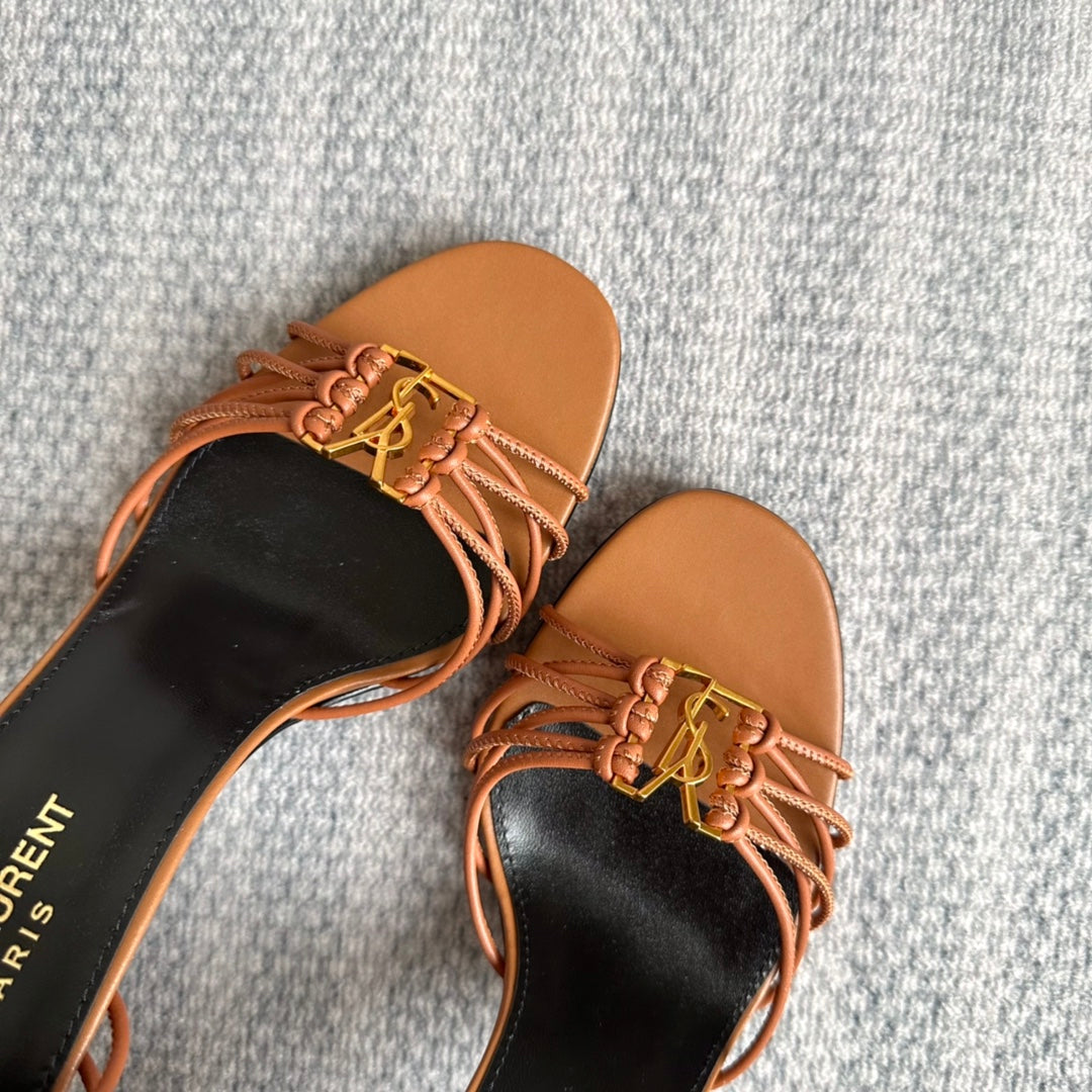 BABYLONE SANDALS 90 IN TAN LAMBSKIN