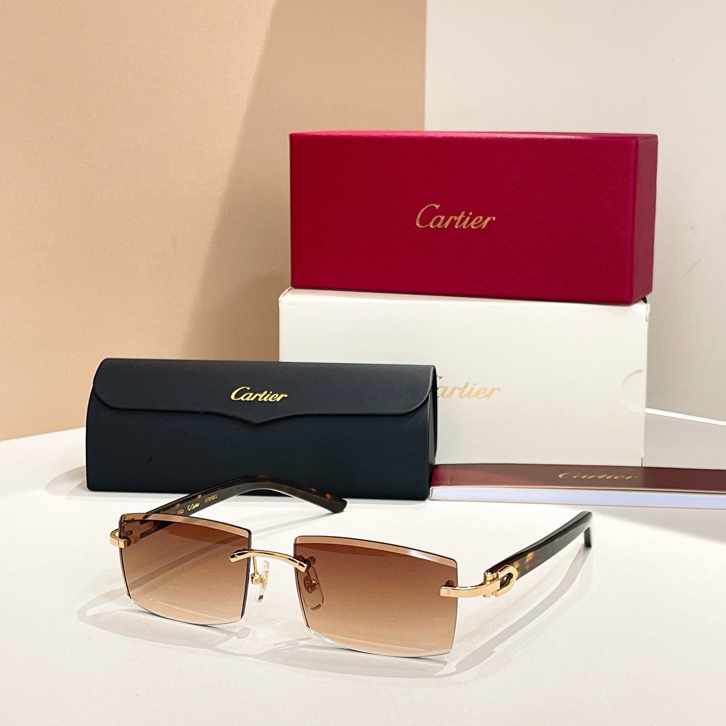 C DE RIMLESS RECTANGULAR FRAME SUNGLASSES  571828 IN METAL