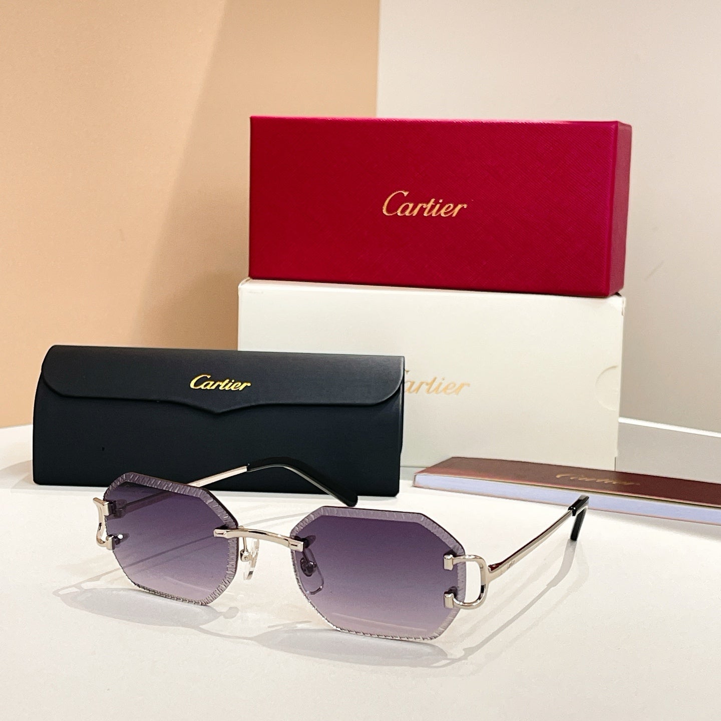 C DE RIMLESS GEOMETRIC FRAME SUNGLASSES CT0092O IN METAL