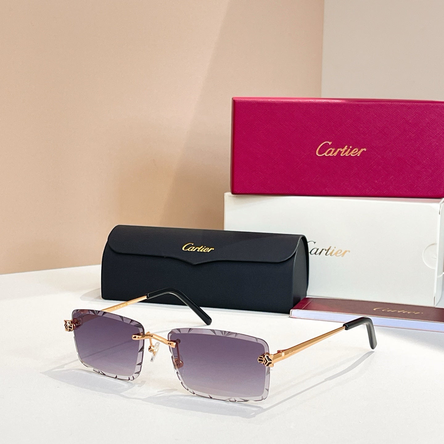 C DE RIMLESS RECTANGULAR FRAME SUNGLASSES 578359 IN METAL