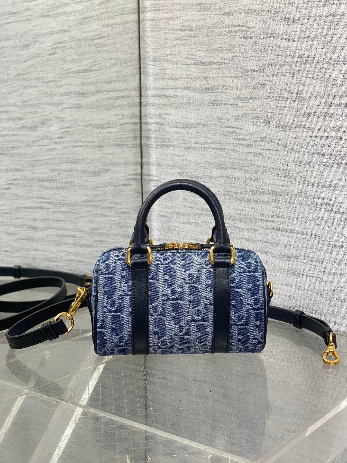 GROOVE MINI 17 BAG IN DENIM BLUE OBLIQUE MONOGRAM JACQUARD