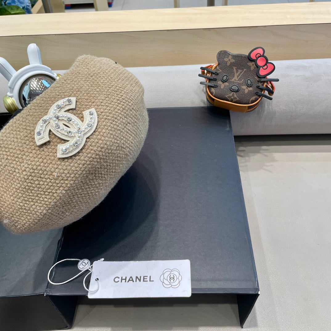 BERET HAT IN ECRU TAN COTTON AND LINEN 417834