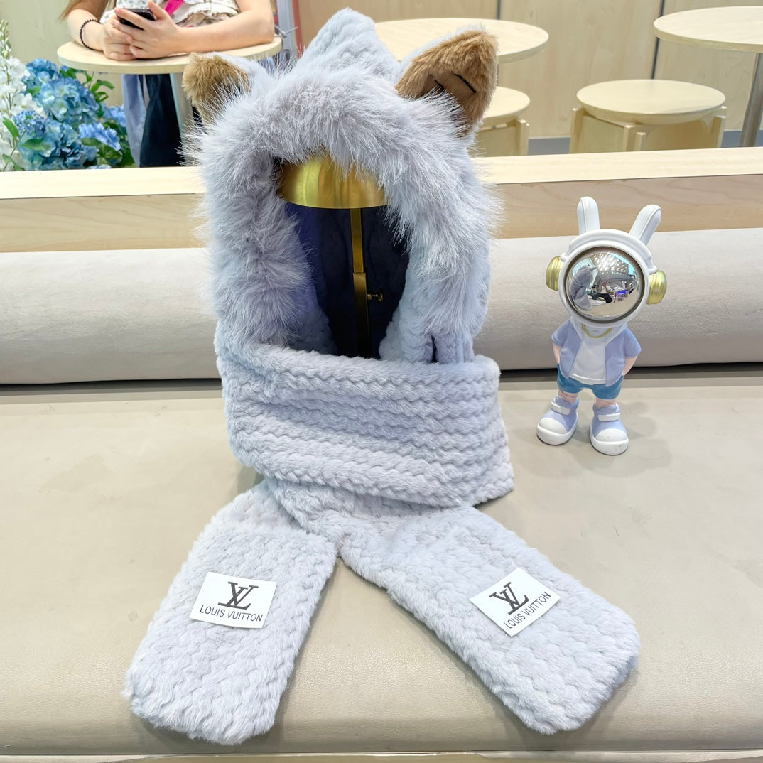 BEANIE HAT IN GRAY WOOL AND LAMB FUR 435074