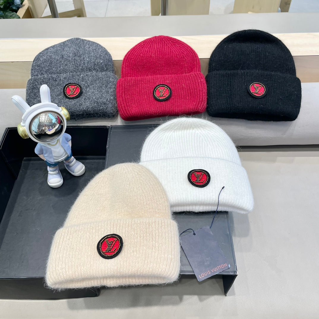 BEANIE HAT IN BEIGE WOOL AND RABBIT FUR 433474