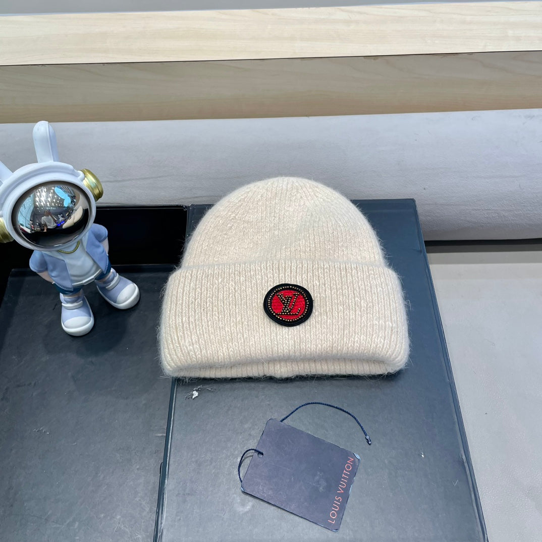 BEANIE HAT IN BEIGE WOOL AND RABBIT FUR 433474