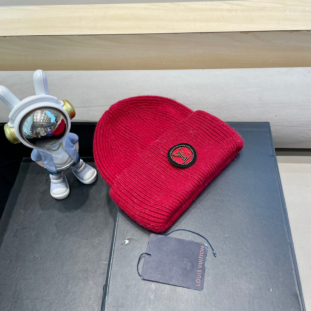 BEANIE HAT IN RED WOOL AND RABBIT FUR 433476