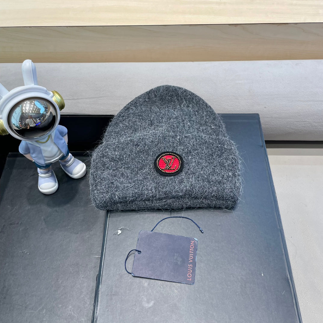 BEANIE HAT IN GRAY WOOL AND RABBIT FUR 433477