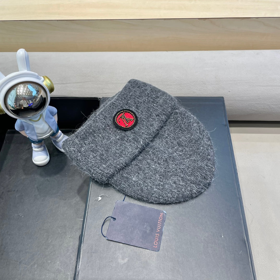 BEANIE HAT IN GRAY WOOL AND RABBIT FUR 433477