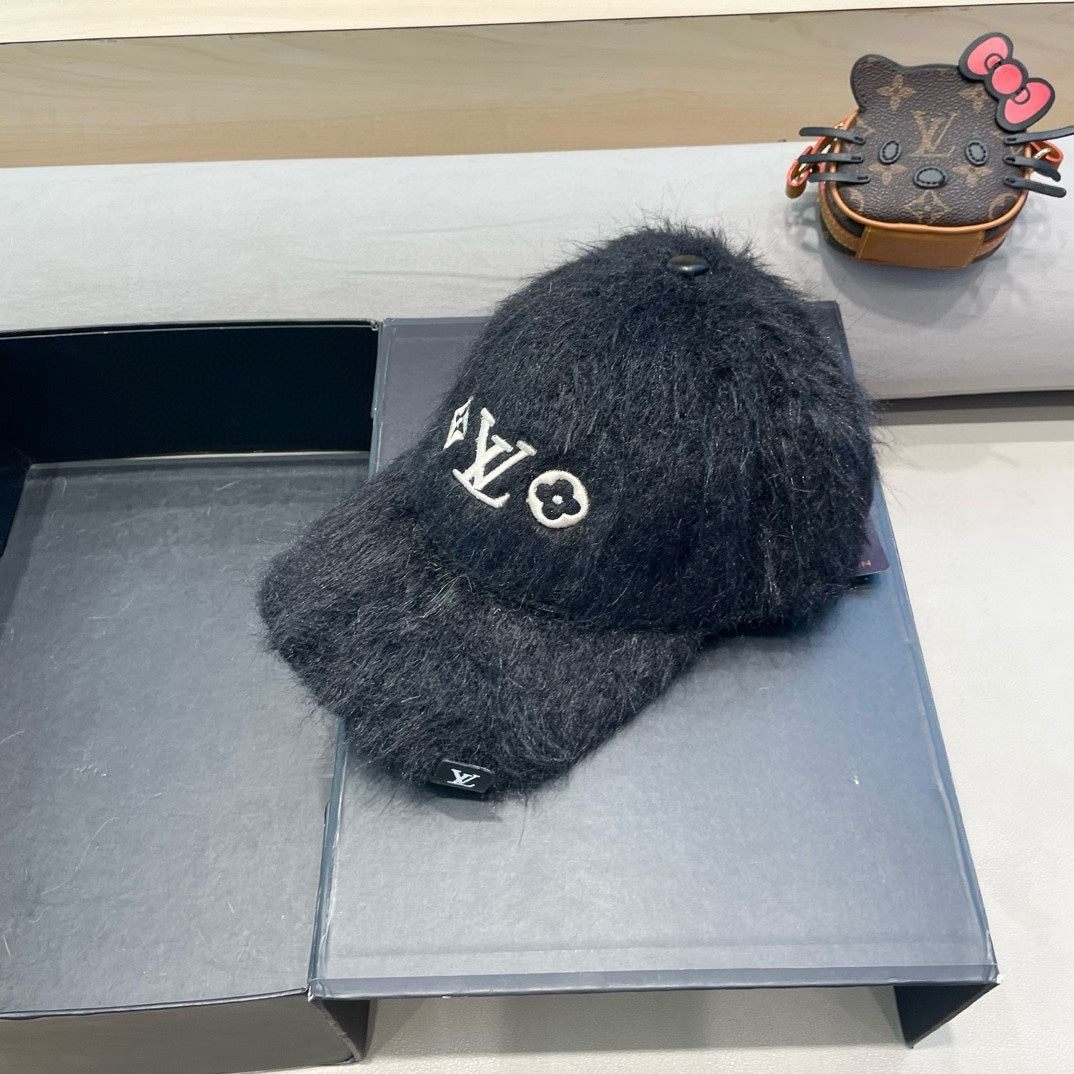 BASEBALL CAP IN BLACK RABBIT FUR 434936