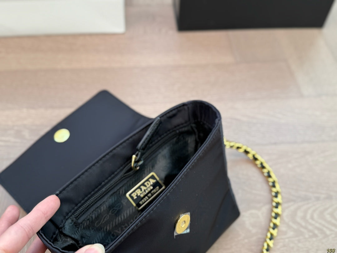 GOLD HARDWARE MINI BAG 18 IN BLACK RE-NYLON