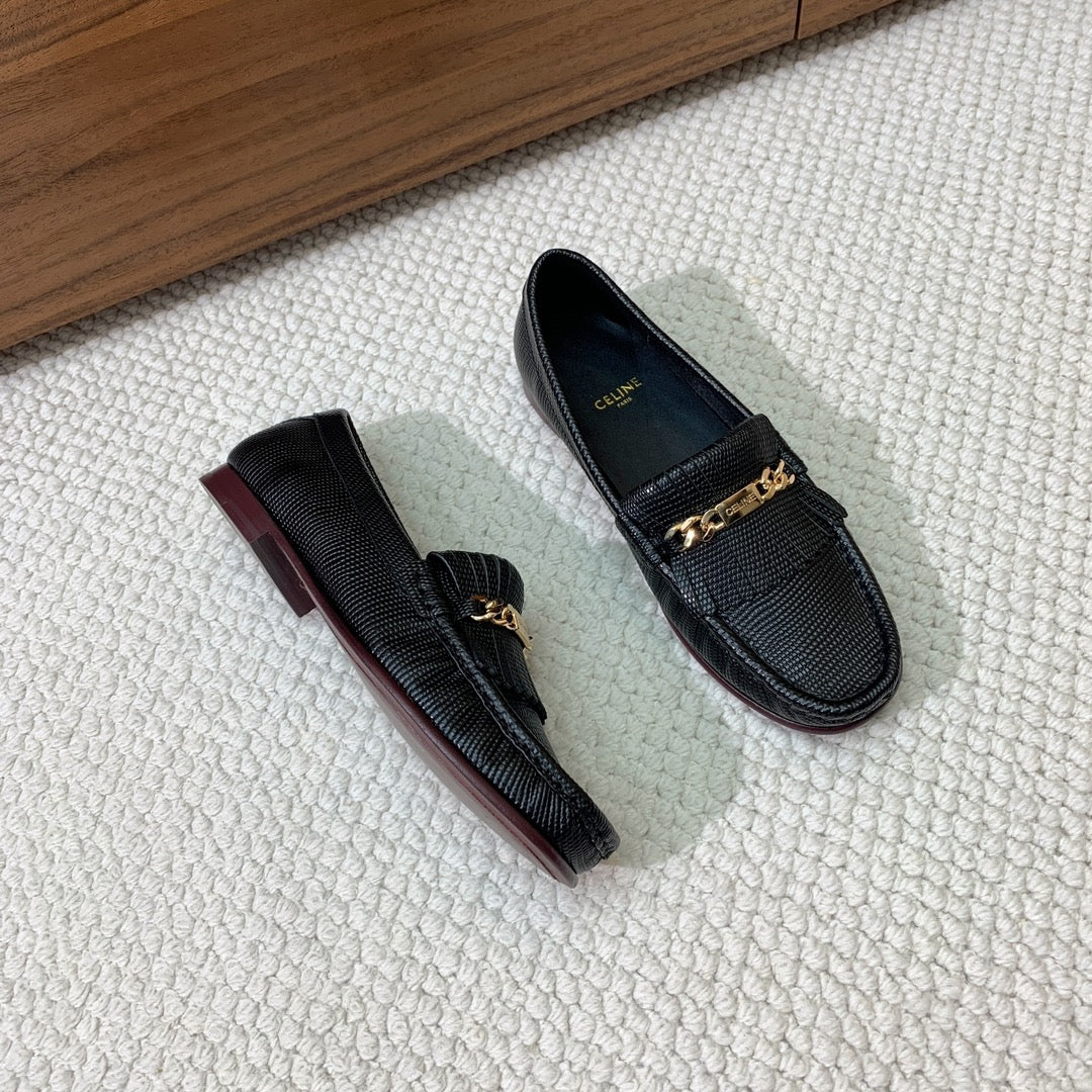 LUCO LOAFER WITH FRINGES IN BLACK LAMBSKIN