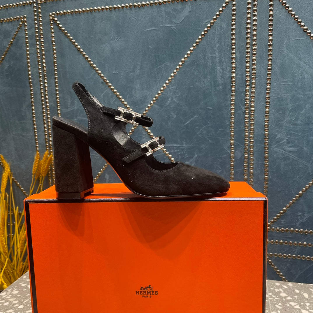 JACKIE 80 MM PUMP IN BLACK SUEDE