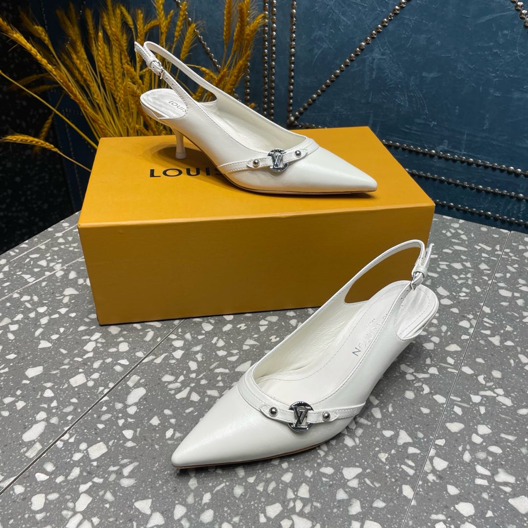 HIGH HEEL 55 MM SLINGBACKS IN WHITE SHEEPSKIN