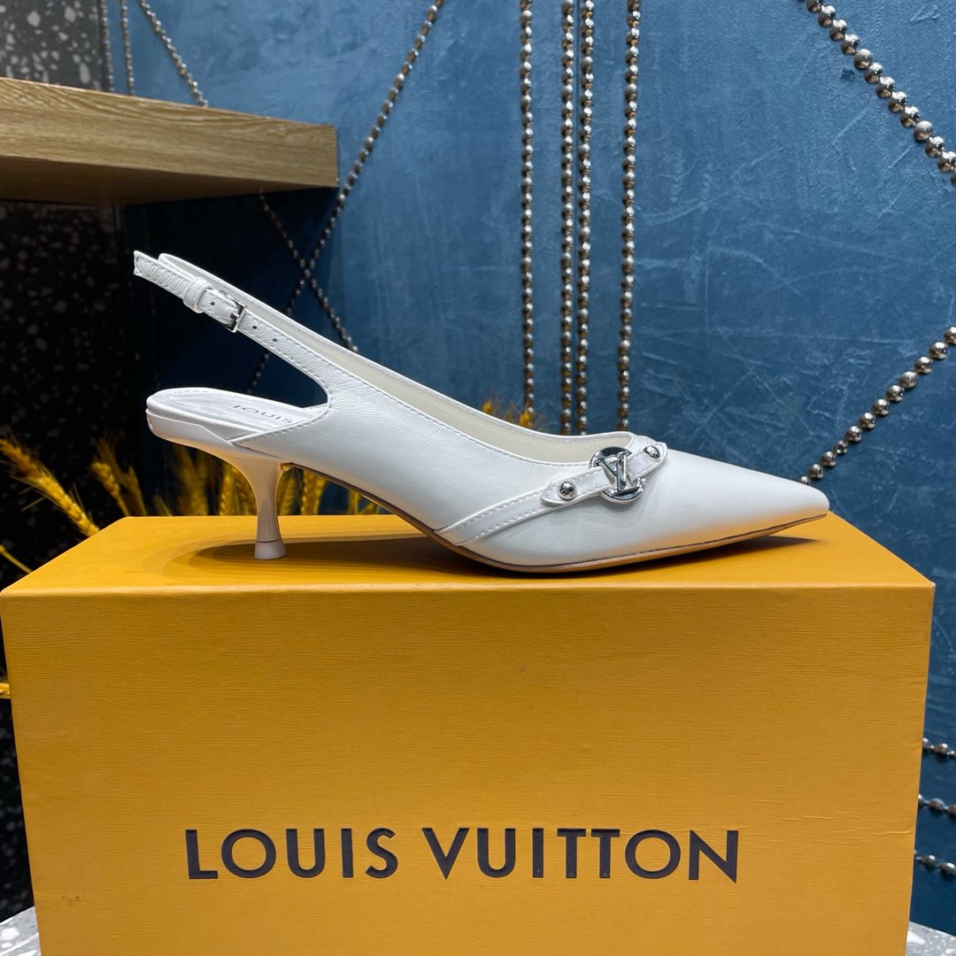 HIGH HEEL 55 MM SLINGBACKS IN WHITE SHEEPSKIN