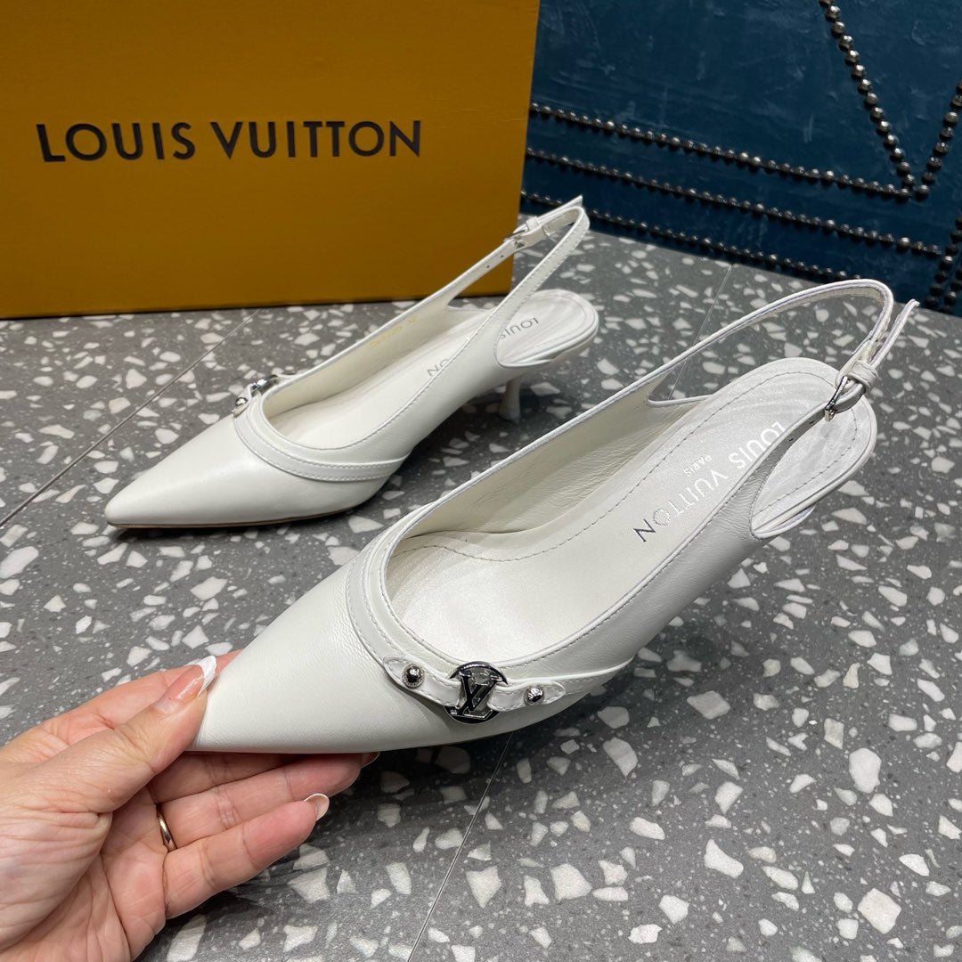 HIGH HEEL 55 MM SLINGBACKS IN WHITE SHEEPSKIN