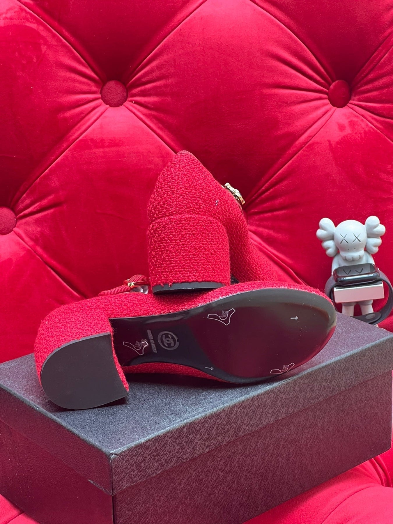 HIGH MARY JANE SHOES CHERRY RED WOOL TWEED